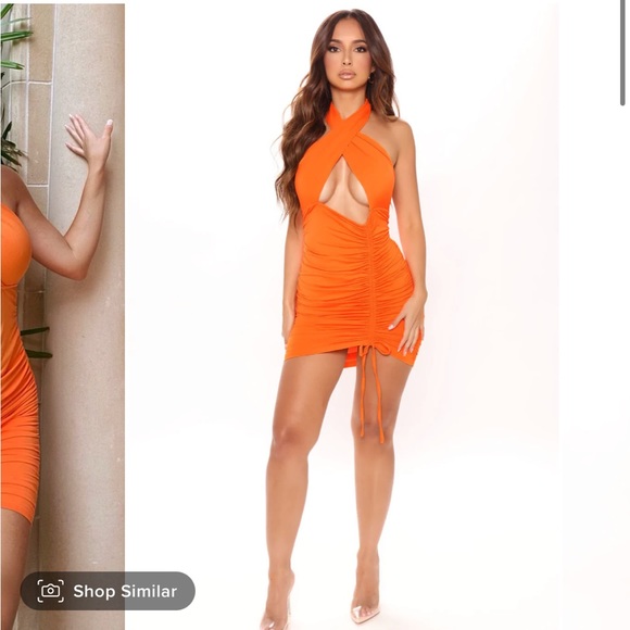 Attention Cut Out Mini Dress -Orange - Picture 2 of 8